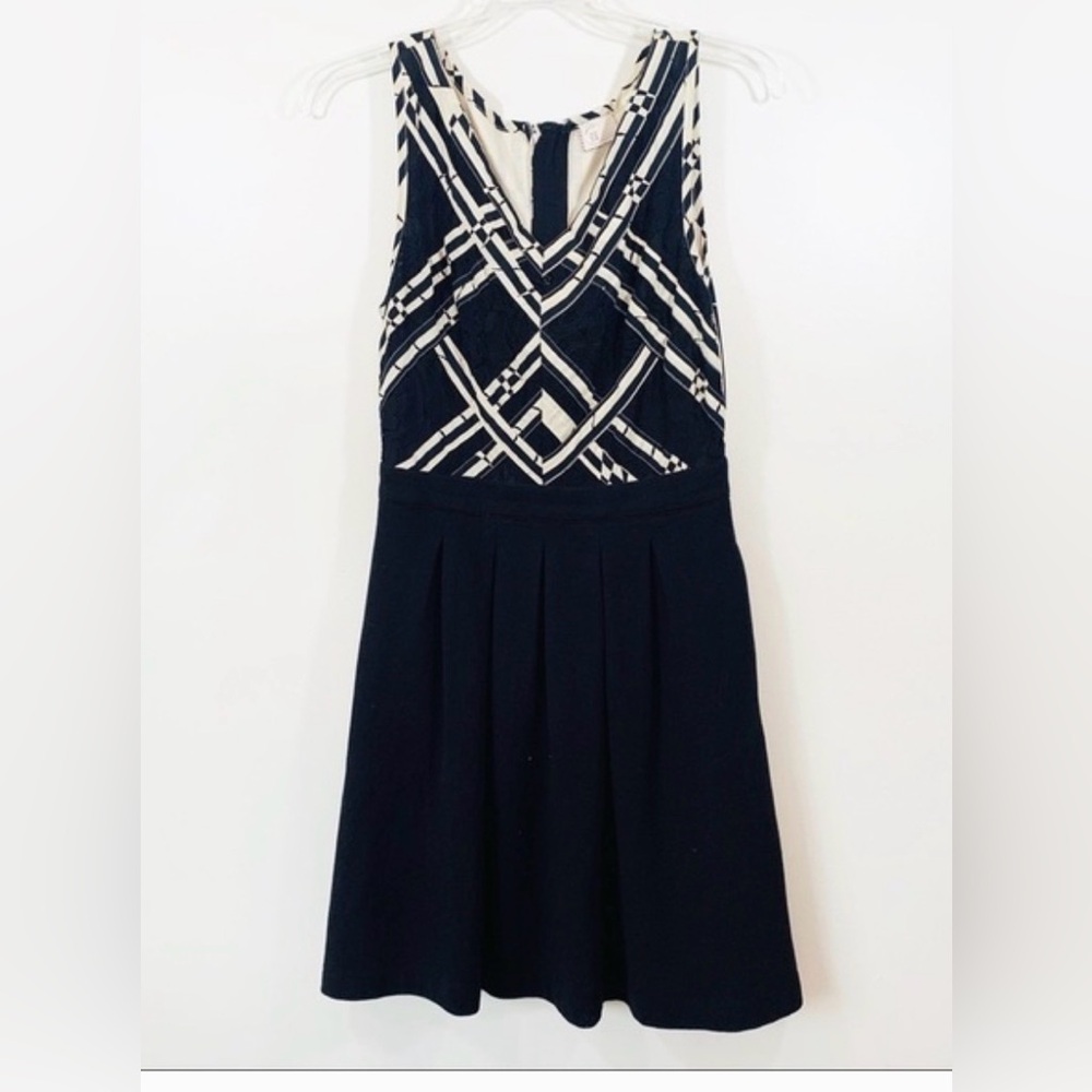 Anthropologie Postmark Dress, black white, lace A line fit and flare, 8 medium - Picture 3 of 5